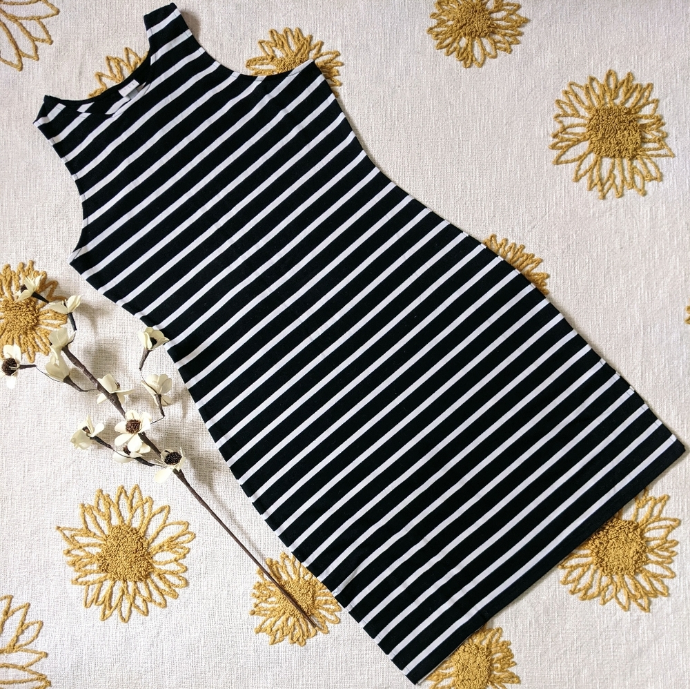 Black & White Stripe Racerback Knit Dress XL